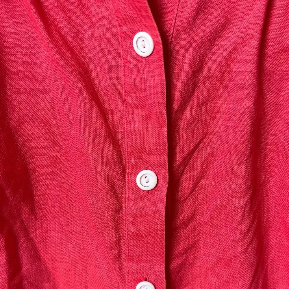 Lafayette 148 women’s 100% linen Coral pink Button-Down 3/4 sleeve Shirt 12 EUC - Picture 4 of 10